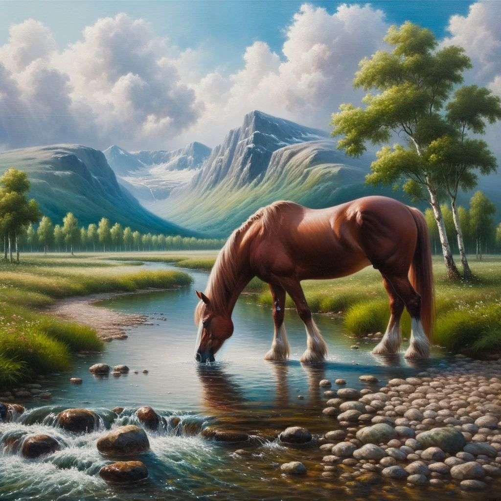 a horse, oil painting
